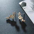 Hollow Star Earrings Zinc Alloy with Rhinestone Accents