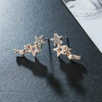 Hollow Star Earrings Zinc Alloy with Rhinestone Accents