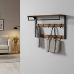 HOOKWELL – 3-in-1 wall coat rack with shelf, hooks, and clothes rail