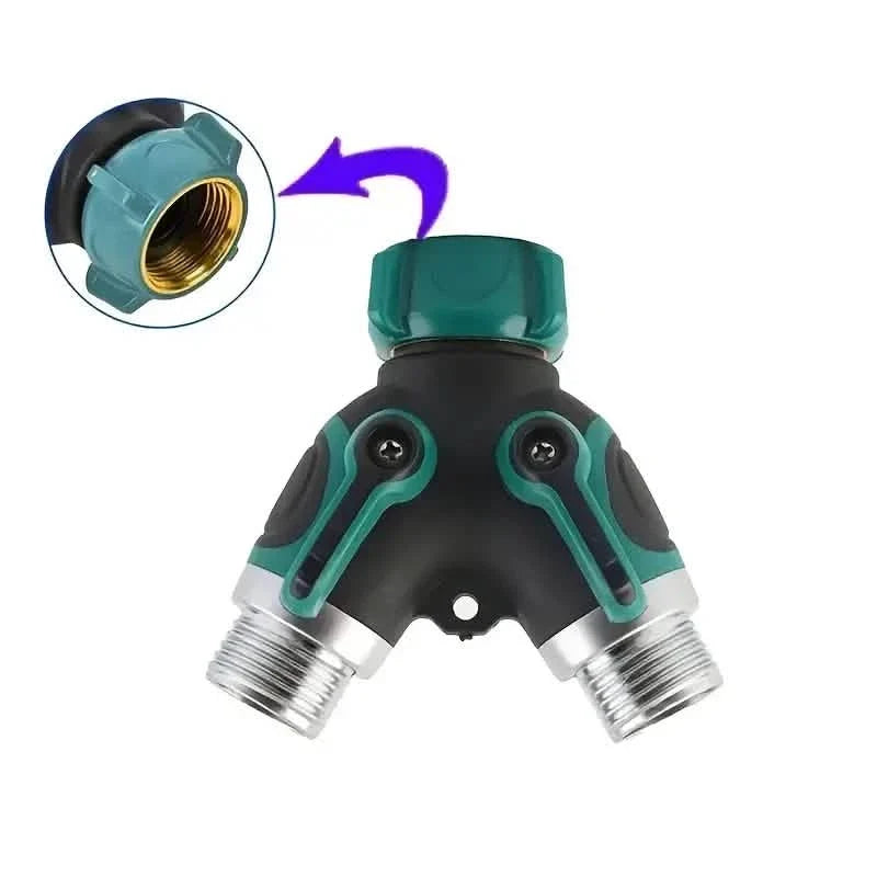 Hose Splitter 2 Way 3/4" Faucet Y Connector with Shut-off Valve