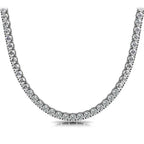 Huge 23 Ct TW Round Cut Natural Diamond Tennis Necklace 14K White Gold 18"