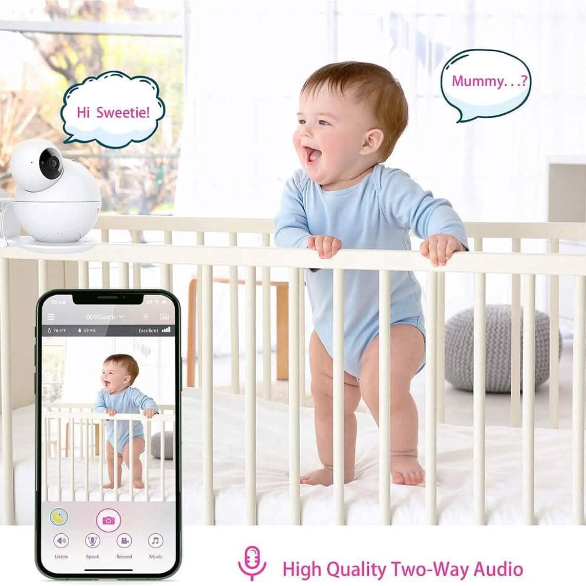 iBaby M8 2K Smart Baby Monitor, 355° Pan 110° Tilt and 2-Way Talk  (Refurbished)
