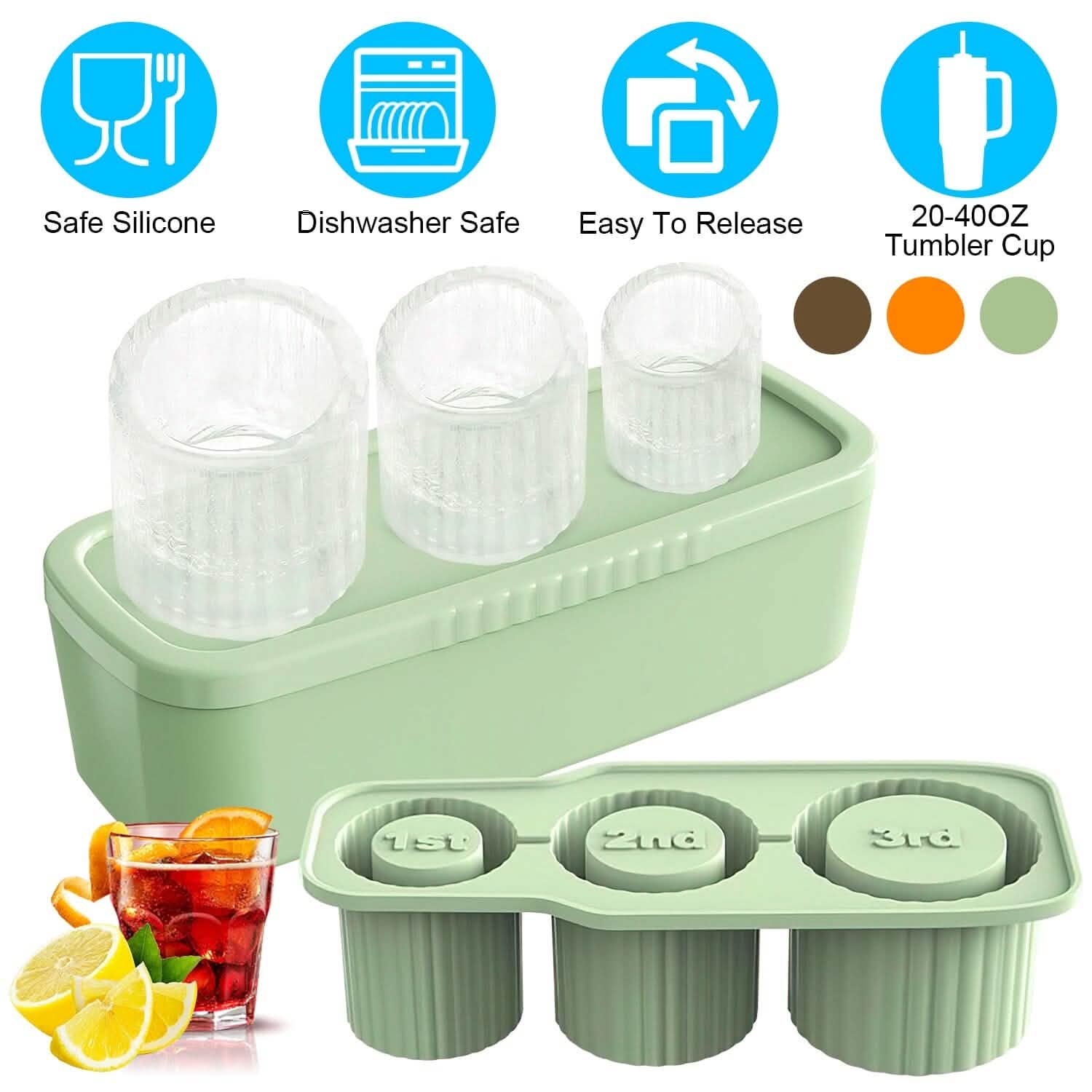 Ice Cube Tray Fit For 20oz/30oz/40oz Stanley Cup Easy Release Silicone Hallow Cylinder