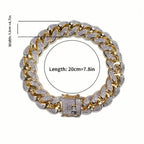Iced Out Hip Hop Zircon Cuban Chain Bracelet for Men