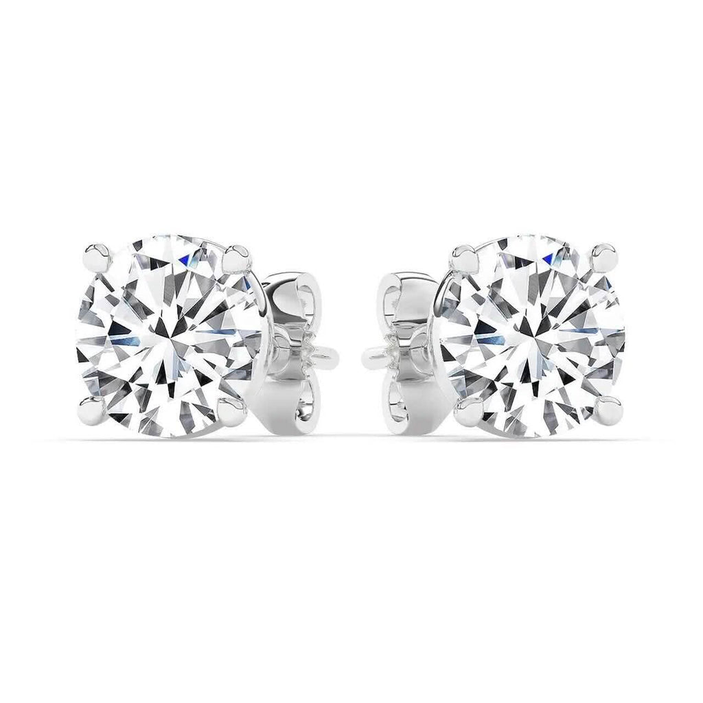 IGI, F/VS1, 4 CT Solitaire Lab-Grown Round Diamond Studs Earring, 950 Platinum