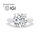 IGI, F/VS1, 5CT Solitaire Lab-Grown Round Diamond Engagement Ring 18K White Gold