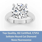 IGI, F/VS1, 5CT Solitaire Lab-Grown Round Diamond Engagement Ring 18K White Gold