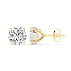 IGI,F/VS1 ,2 CT Solitaire Lab-Grown Round Diamond Studs Earring, 18K Yellow Gold