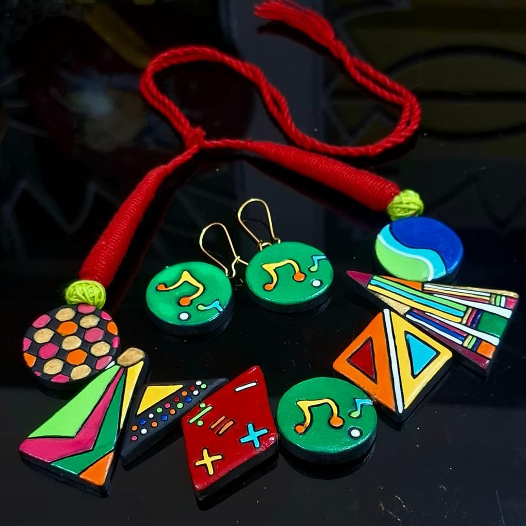 Colorful Clay Music Theme Jewelry Set