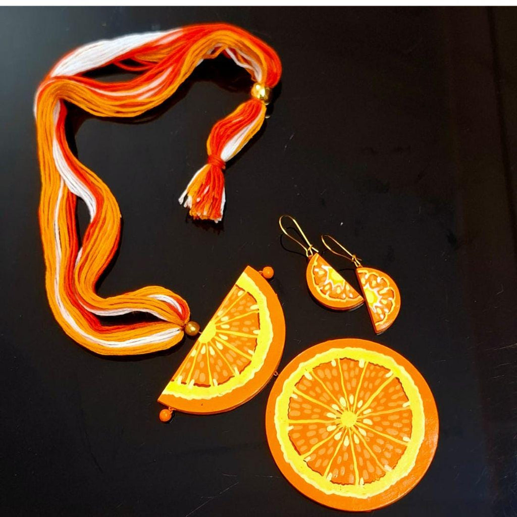 Mandarin Orange Terracotta Clay Jewelry Set