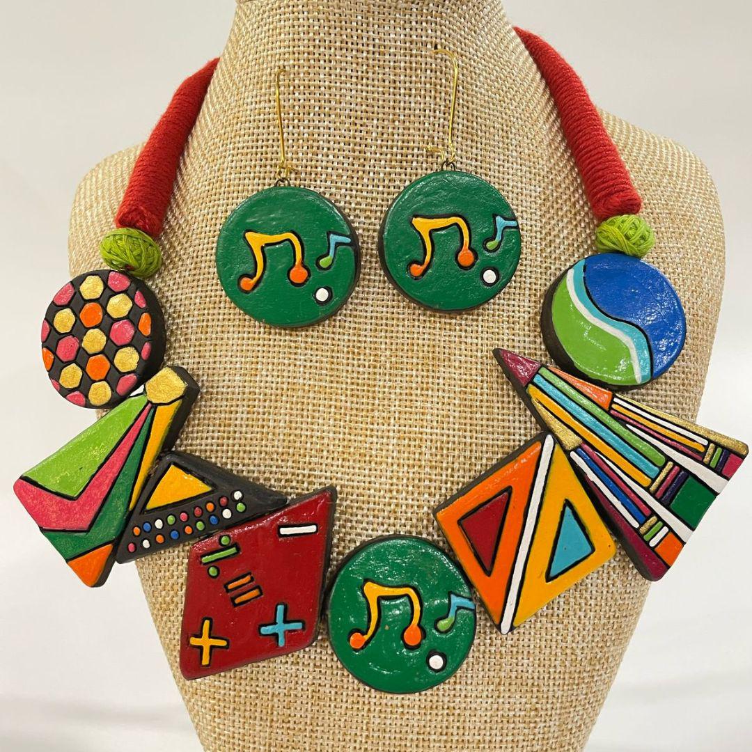 Colorful Clay Music Theme Jewelry Set