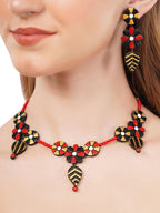 Floral Clay Boho Necklace & Dangle Earrings Set
