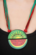 Kiwi & Watermelon Clay Necklace Set