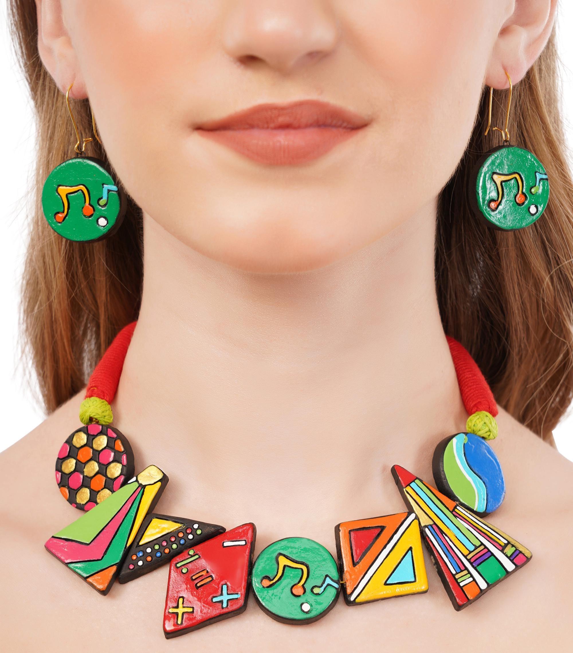 Colorful Clay Music Theme Jewelry Set