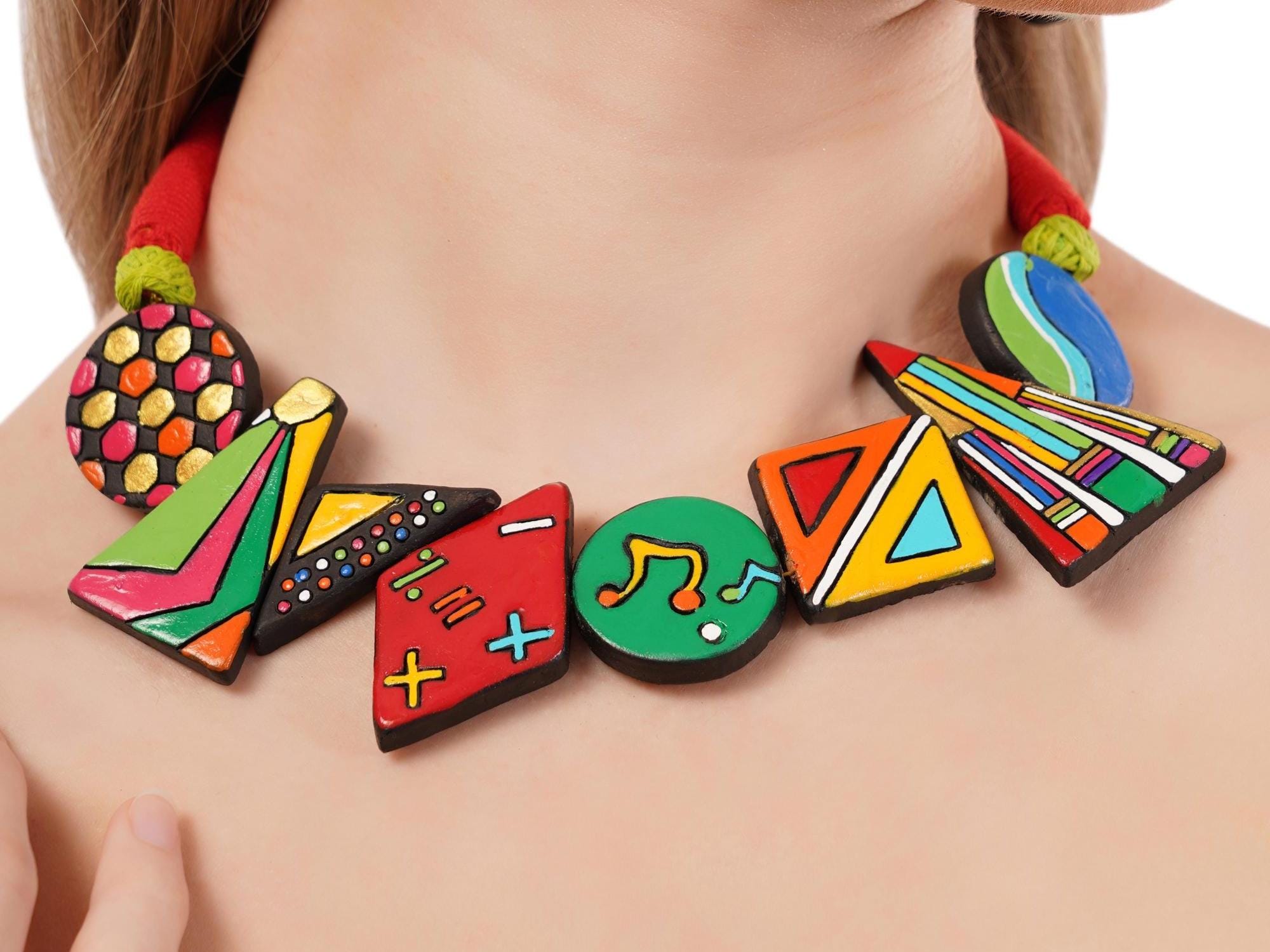 Colorful Clay Music Theme Jewelry Set