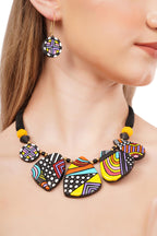 Boho Terracotta Clay Necklace & Earrings Set