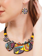 Boho Terracotta Clay Necklace & Earrings Set