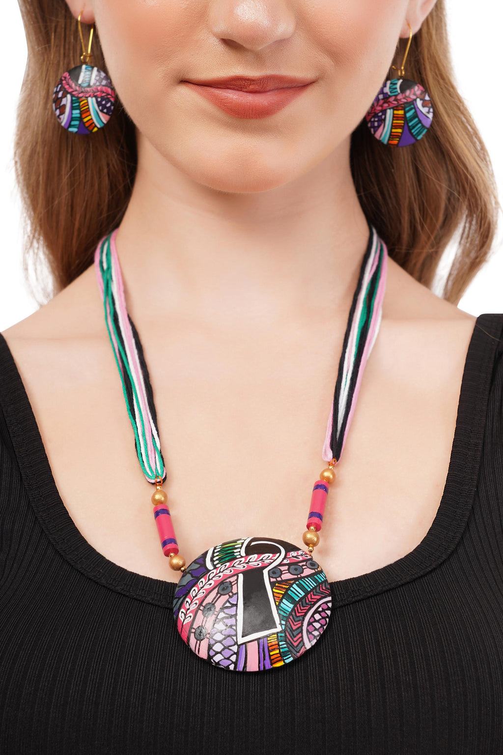 Beachy Boho Clay Necklace & Earrings Set