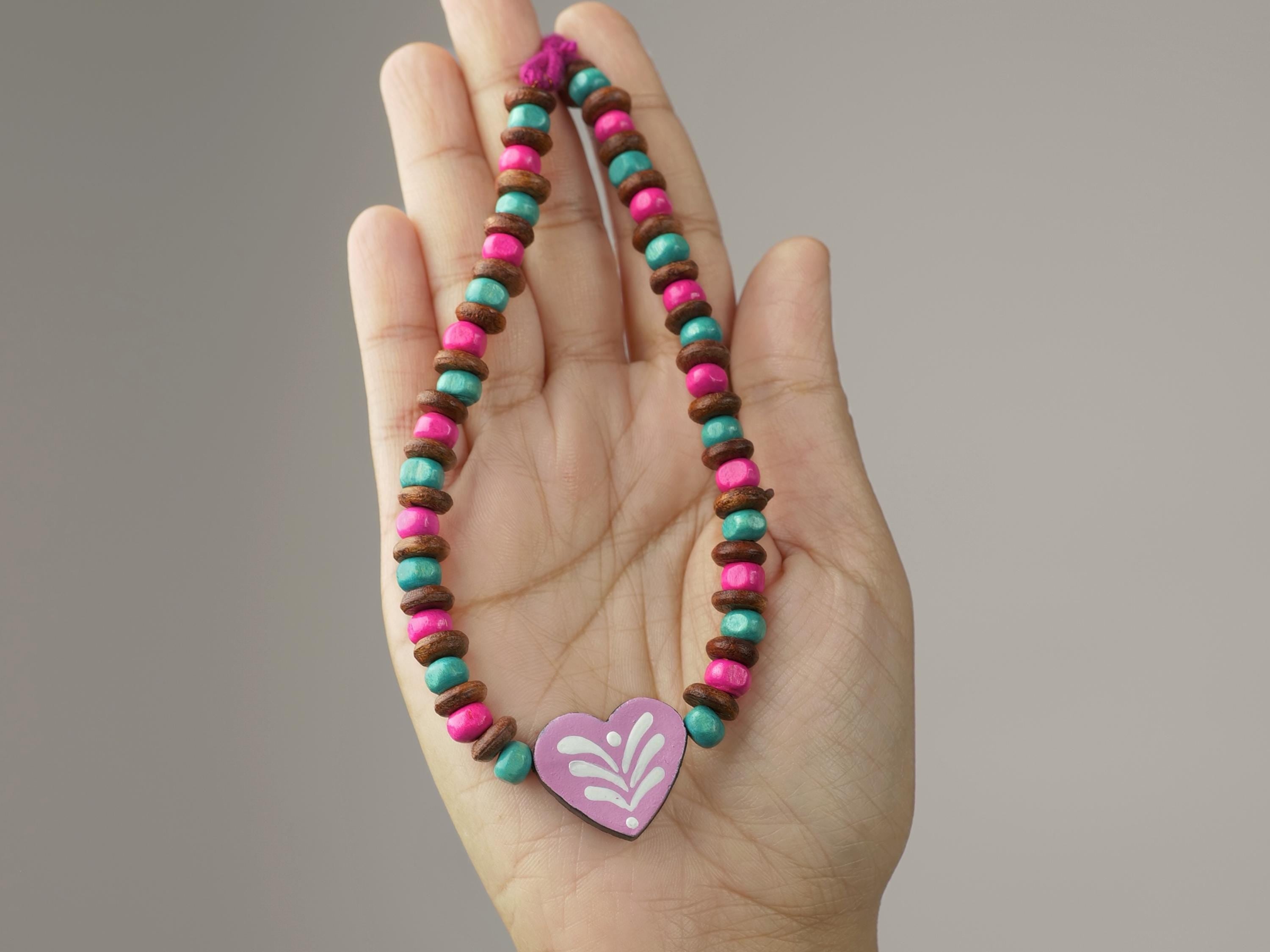 Valentine Wooden Beads And Terracotta Clay Jewelry Set