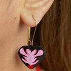 Crimson Pulse: Hand-Painted Terracotta Heart Jewelry Set