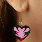 Crimson Pulse: Hand-Painted Terracotta Heart Jewelry Set