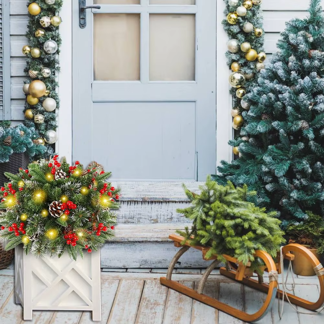 Illuminated Christmas Wreath – For Flower Pots & Decoration