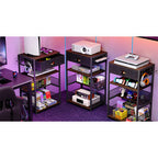 4-Tier Media Storage Tower with Drawer, Console Stand for PS5/Xbox/Switch