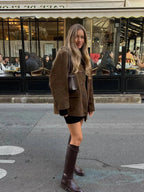 Elegant brown suede jacket for women