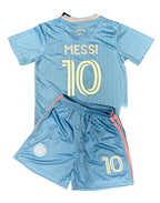 Lionel Messi Kids Blue Miami Soccer Jersey Set Football Youth Toddler