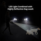 Dual Dog Leash with Flashlight & Waste Bag