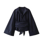 Blouse With Wide Bow Belt