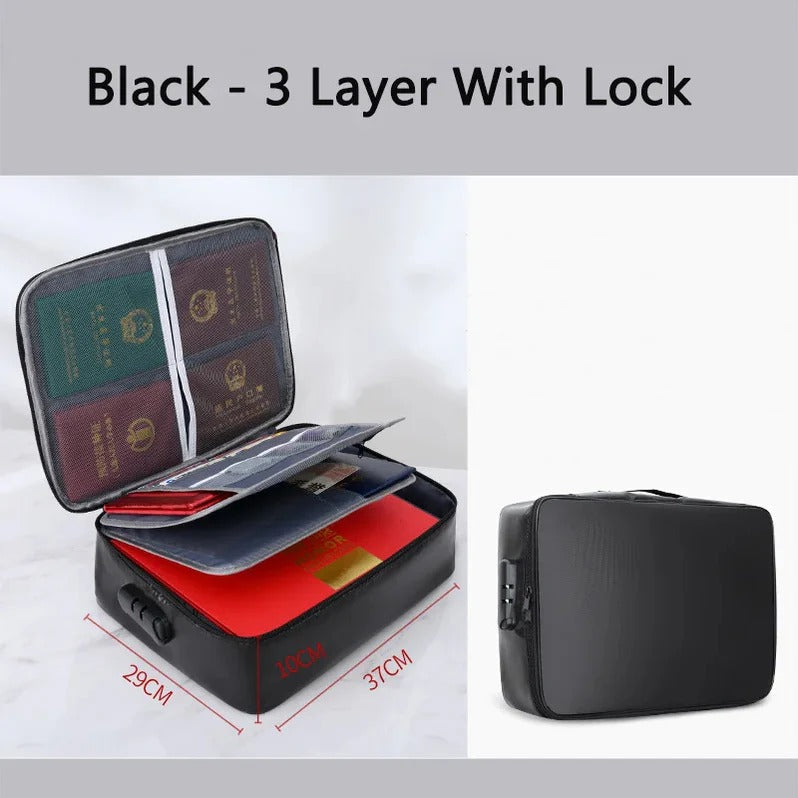Document Organizer - Multi-Layer Safety Bag with Zipper for Cards, Files, and Travel Storage