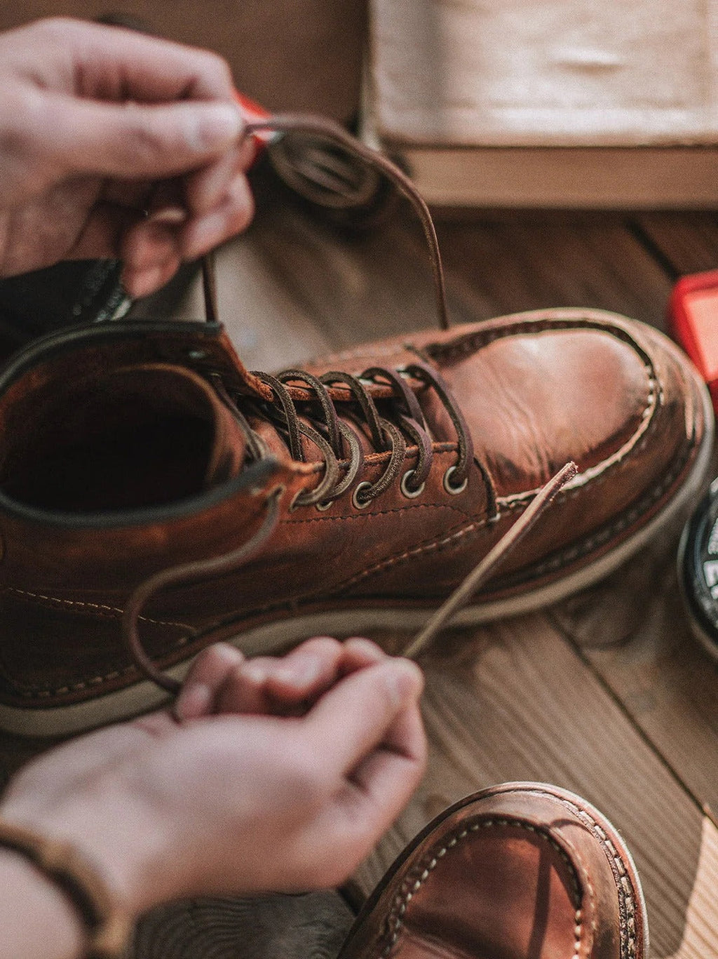 Men's Full Grain Leather Moccasin Toe Work Boots