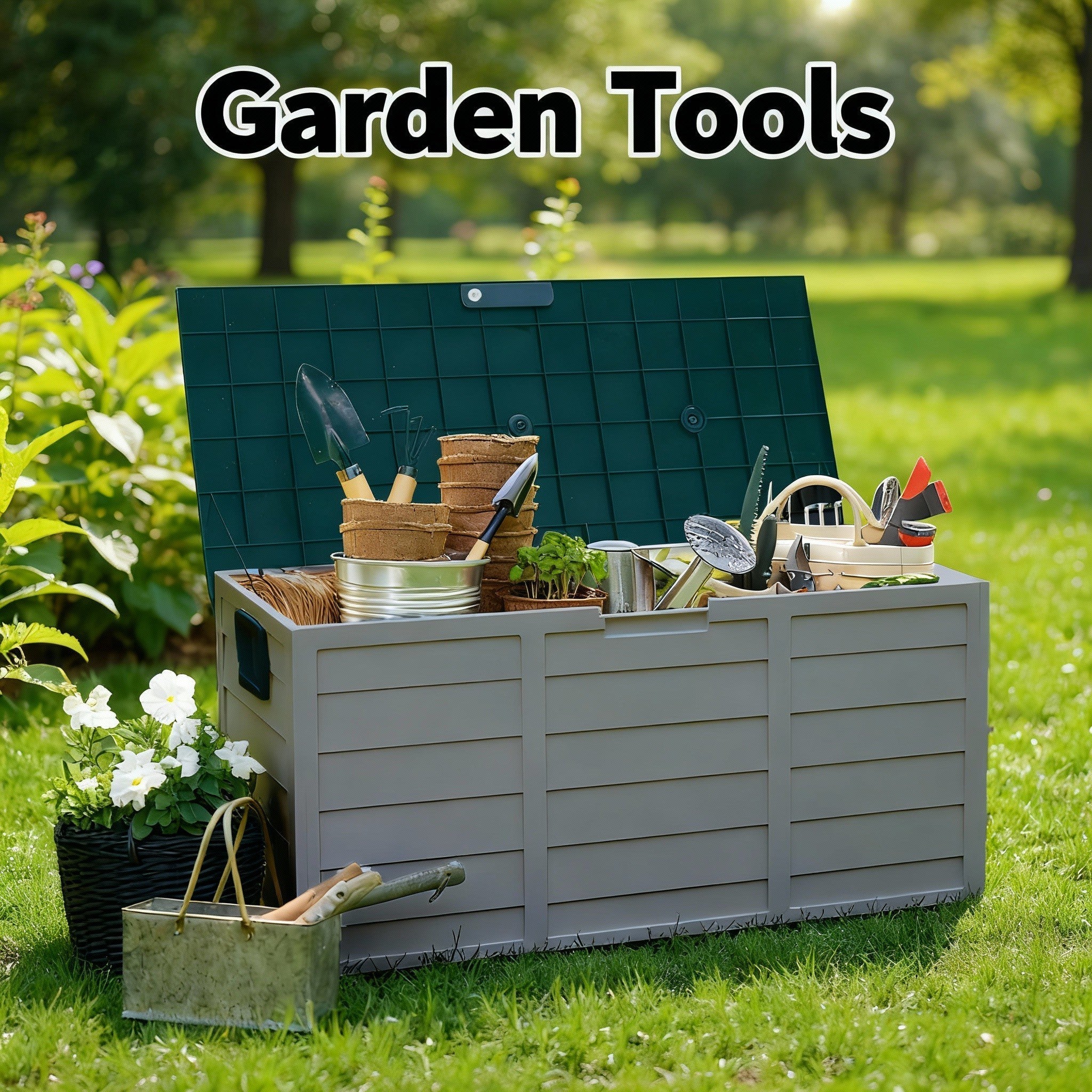 75 Gallon Heavy-Duty Outdoor Deck Box - Waterproof, Lockable