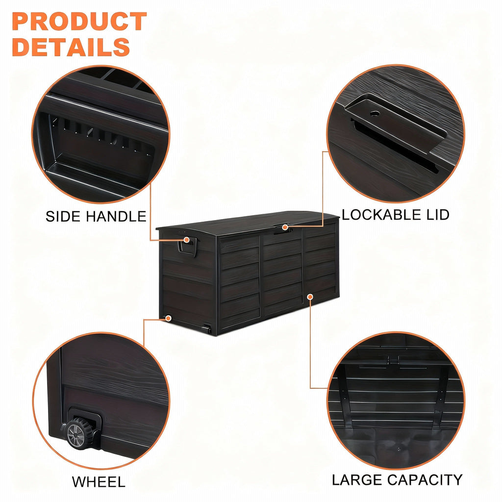 75 Gallon Heavy-Duty Outdoor Deck Box - Waterproof, Lockable