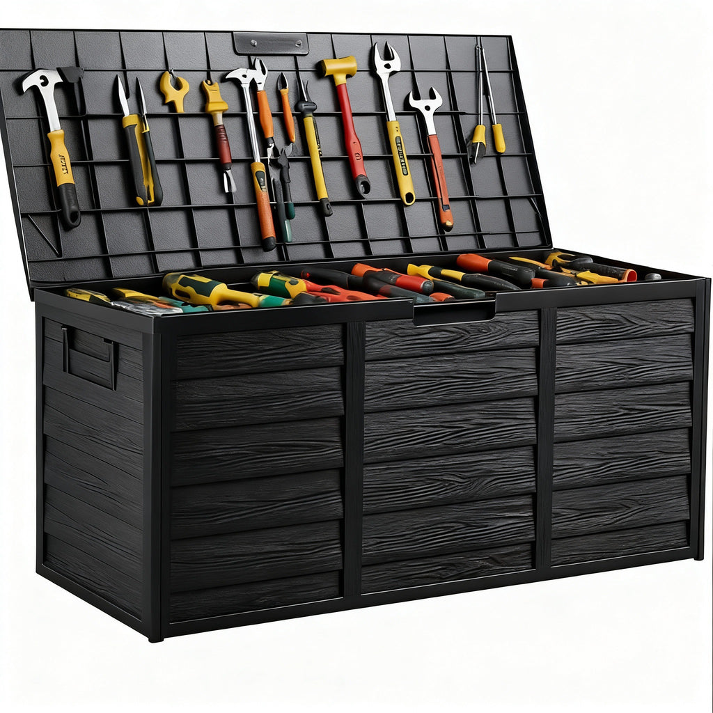 75 Gallon Heavy-Duty Outdoor Deck Box - Waterproof, Lockable