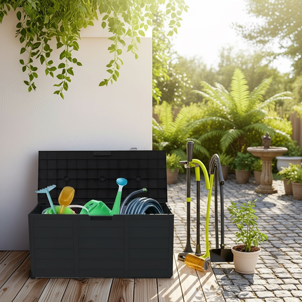 75 Gallon Heavy-Duty Outdoor Deck Box - Waterproof, Lockable