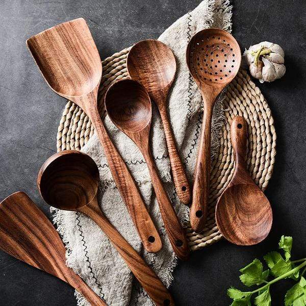 7-Piece Wooden Cooking Utensil Set