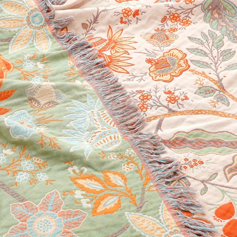 Rustic Bohemian Floral Throw Blanket