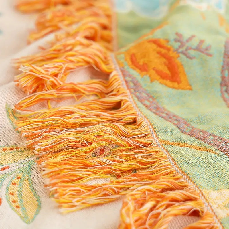 Rustic Bohemian Floral Throw Blanket