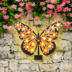 Solar-Powered LED Metal Butterfly Wall Decor