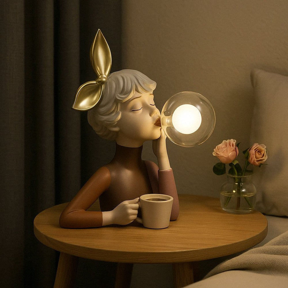 Glowing Bubble Girl Figurine Table Lamp