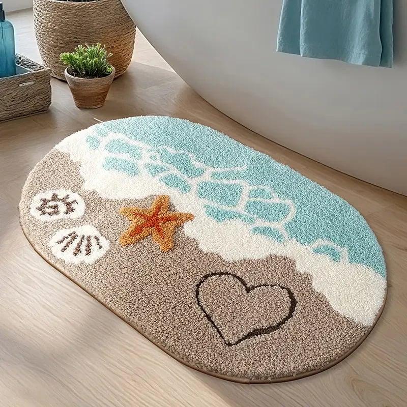 Soft Microfiber Bath Mat, Ocean Pattern