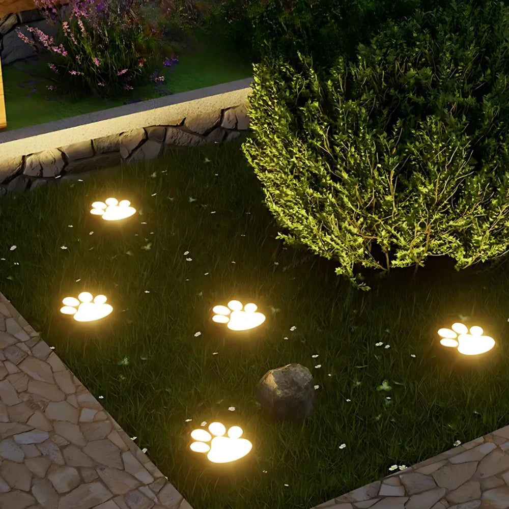 Solar-Powered Paw Print Garden Lights, 3-Pack