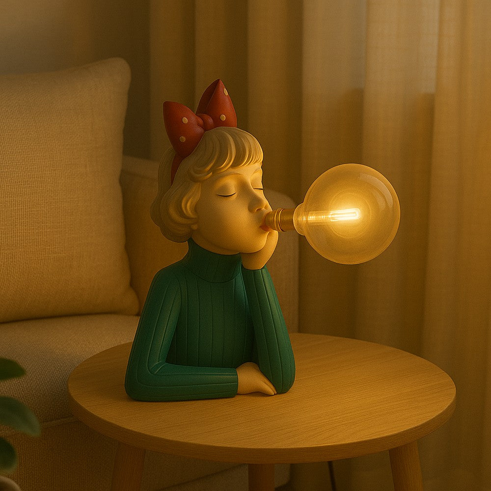 Glowing Bubble Girl Figurine Table Lamp