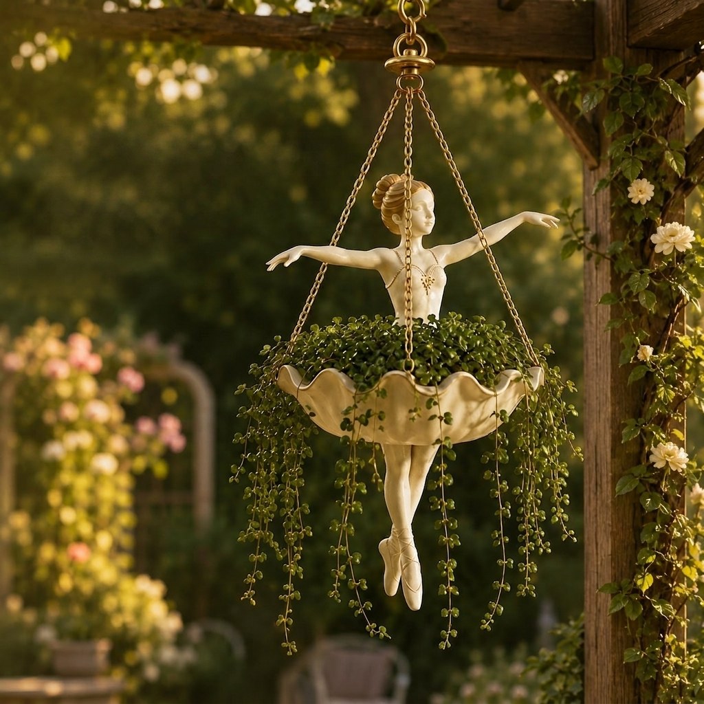 Hanging Ballerina Planter Garden Sculpture