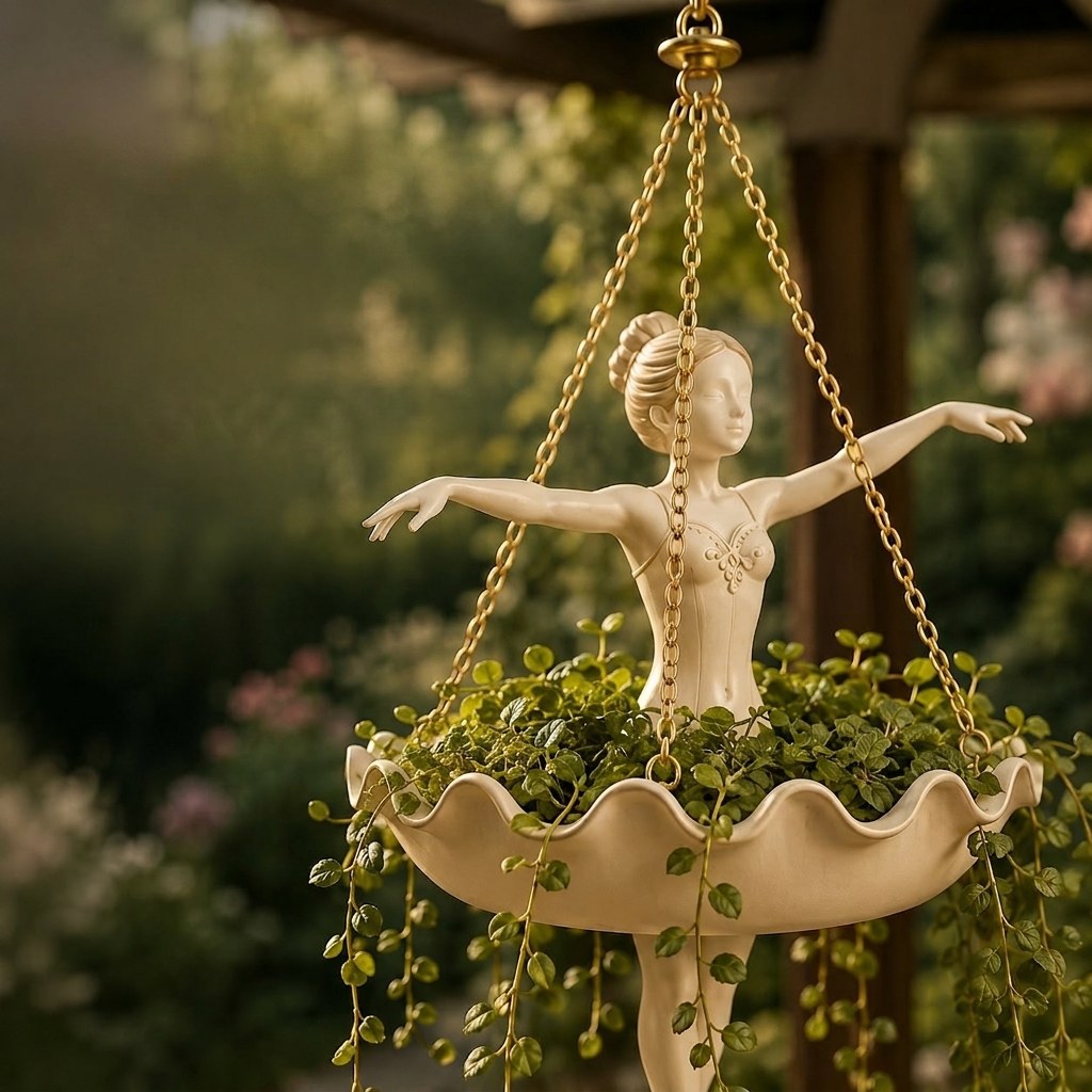 Hanging Ballerina Planter Garden Sculpture