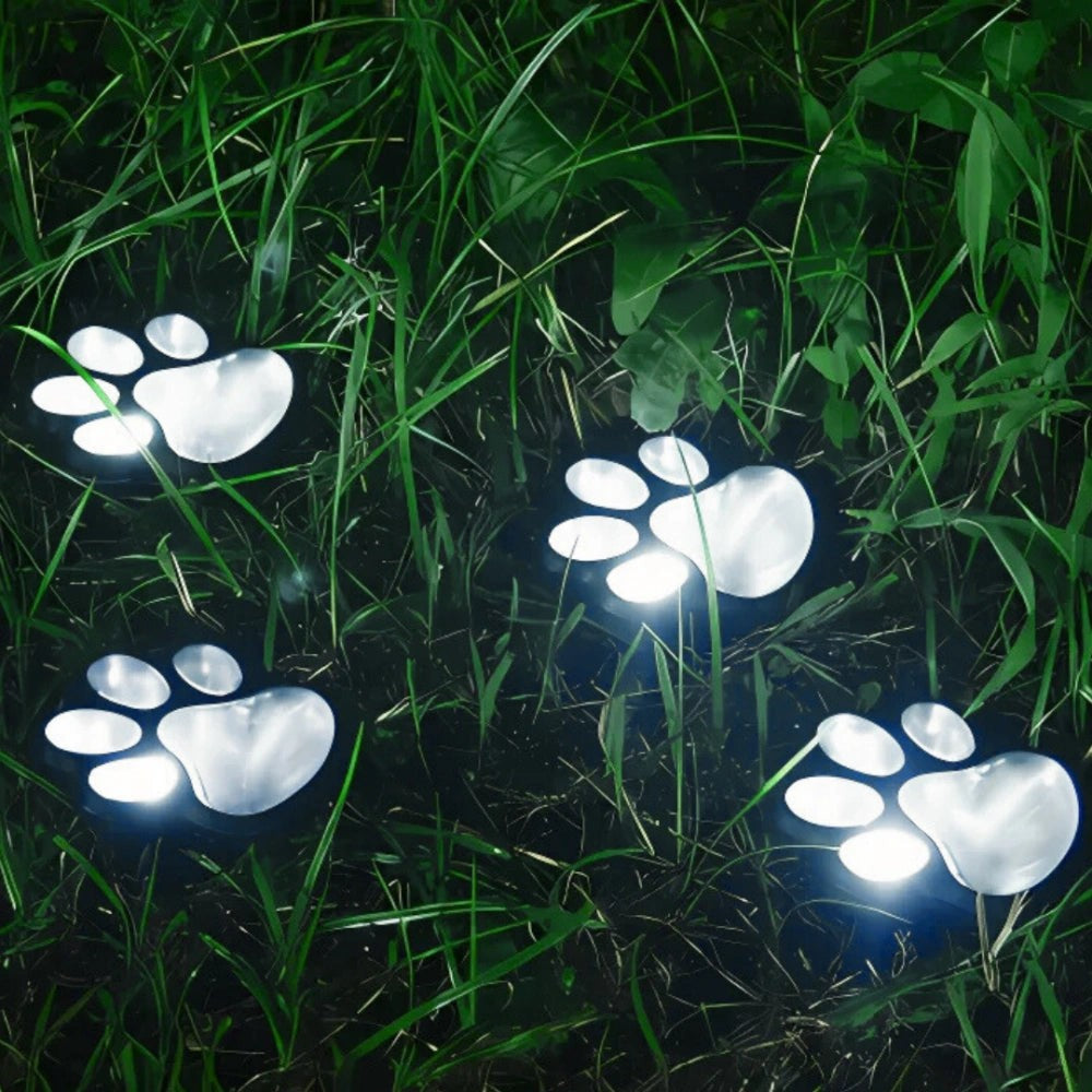 Solar-Powered Paw Print Garden Lights, 3-Pack
