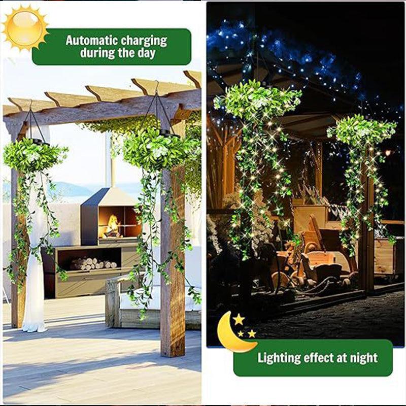 Hanging Solar Ivy Lantern – 8 Light Modes
