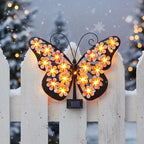 Solar-Powered LED Metal Butterfly Wall Decor